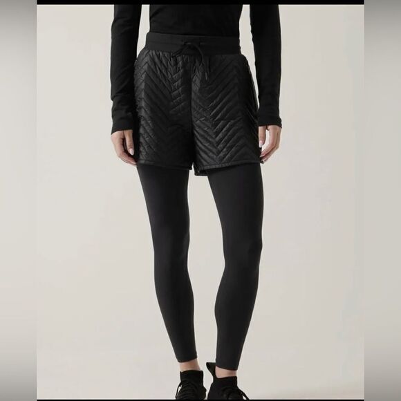 Athleta Apres Quilted Ski Shorts Abalone Grey Size 10 NWT $89 Drawstring Waist - Picture 7 of 11